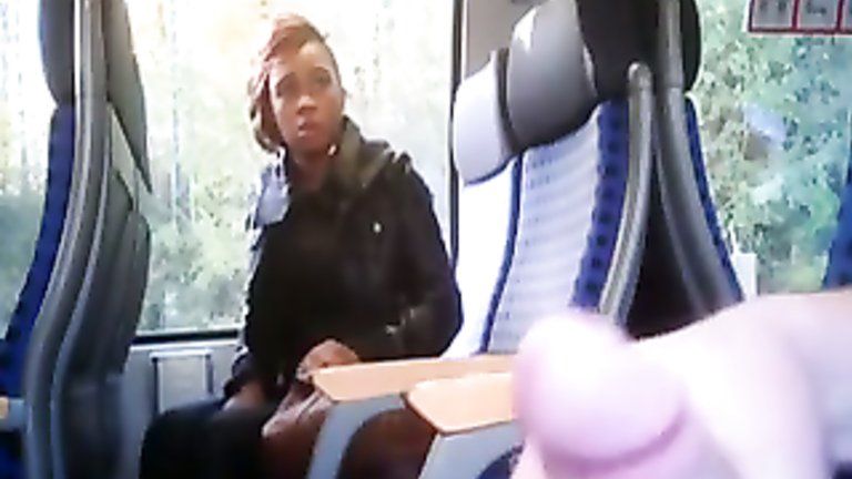 Girl masturbates on train for webcam