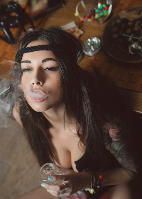 best of Stoner chick smokes naked sexy