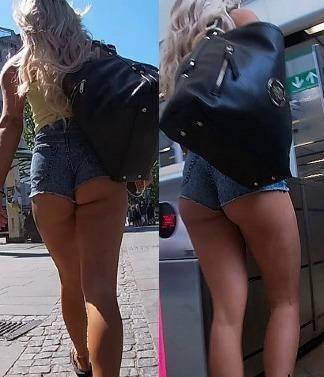Breezy recomended upskirt shorts candid cheeks short